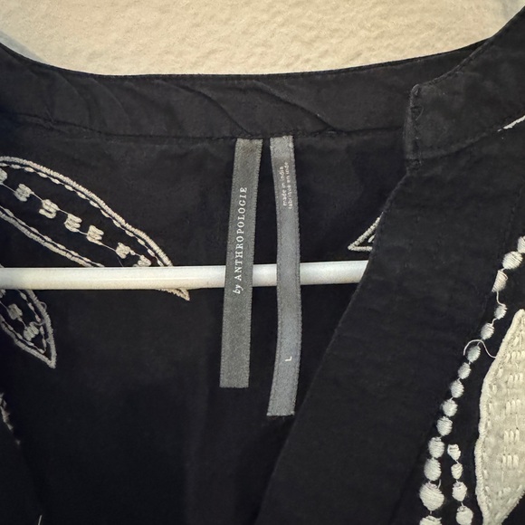 Anthropologie Black Embroidered Boho Tunic Dress Linen Blend Size L - Picture 5 of 5